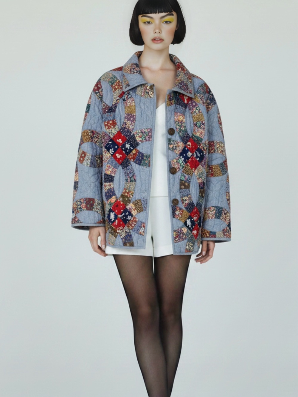 Handmade Quilted Patchwork Boho Oversized Jacket Cotton Wellmade Unique No Size